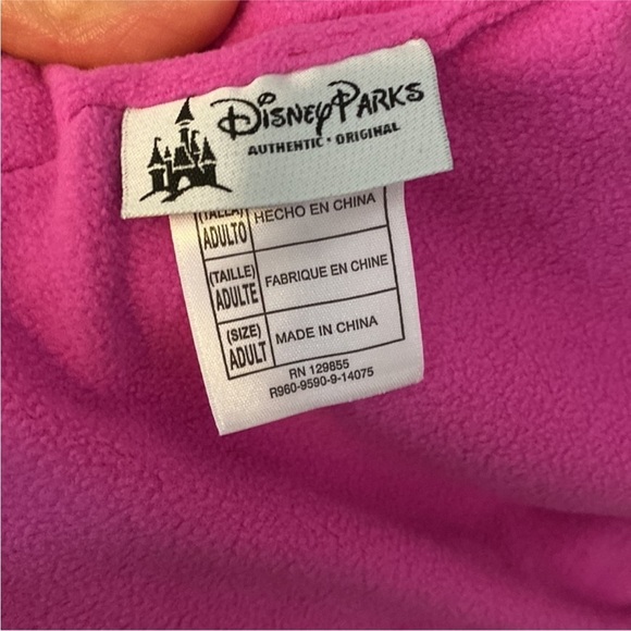 DISNEY PARKS Mickey Mouse Beanie Hat Scarf attached Hot Pink Green Cozy EUC - Picture 4 of 9